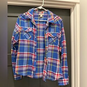 Mossimo Supply Co. Blue Plaid Button Down Shirt